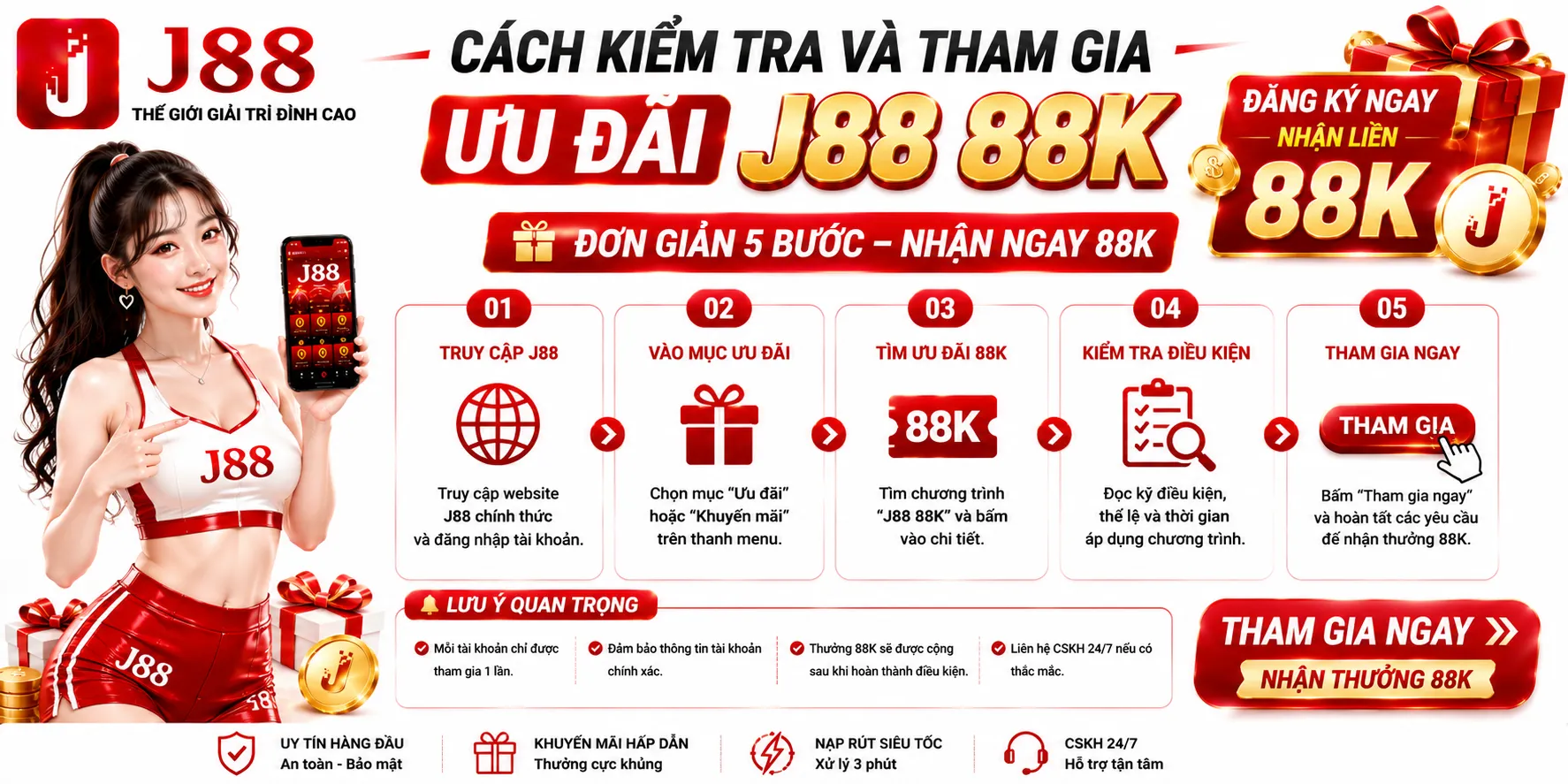 J88 Nhận 88K Khi Đăng Ký – Điều Kiện Áp Dụng 2 Cách kiểm tra và tham gia ưu đãi J88 88K