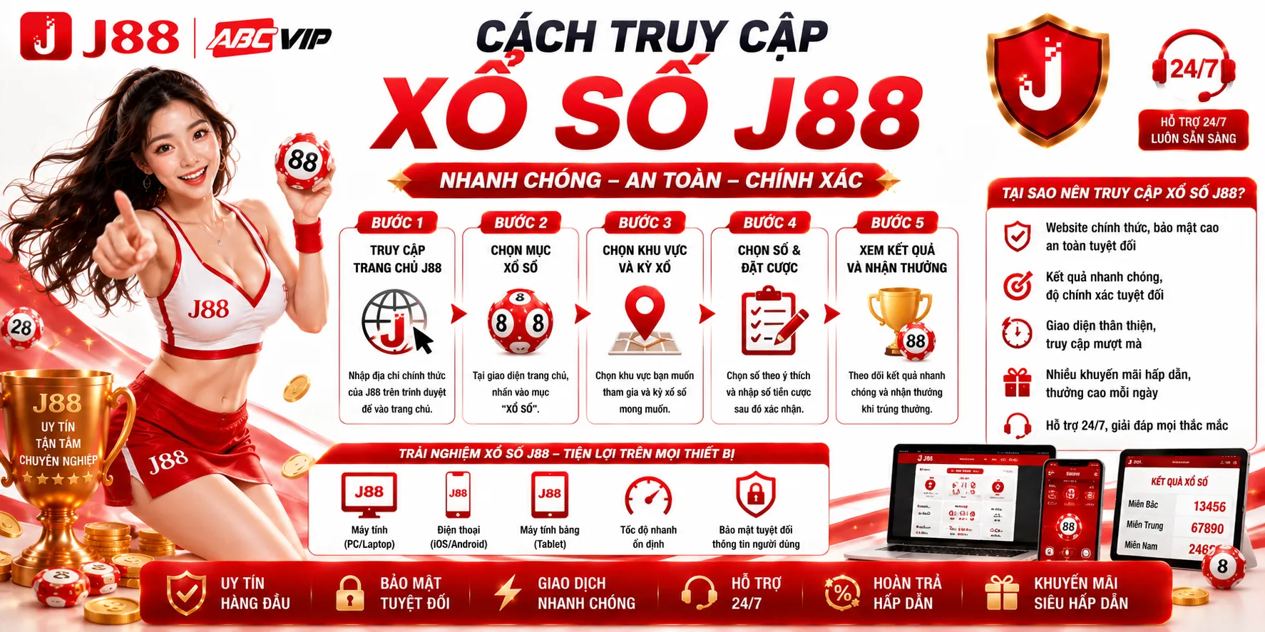 Cách truy cập khu vực xổ số J88