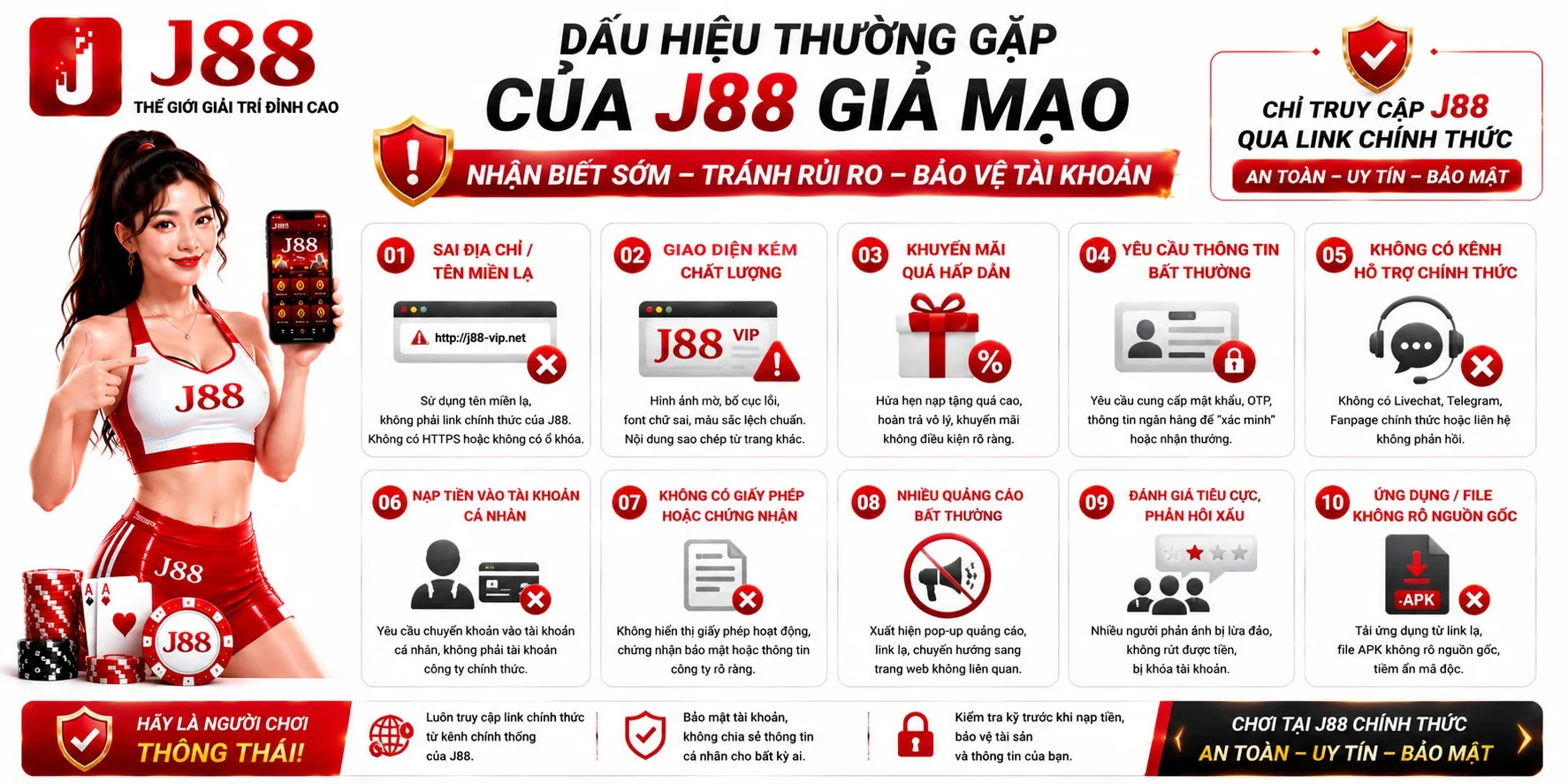 J88 Lừa Đảo? Cách Phân Biệt Website Thật Và Trang Giả Mạo 1 Dấu hiệu thường gặp của J88 giả mạo