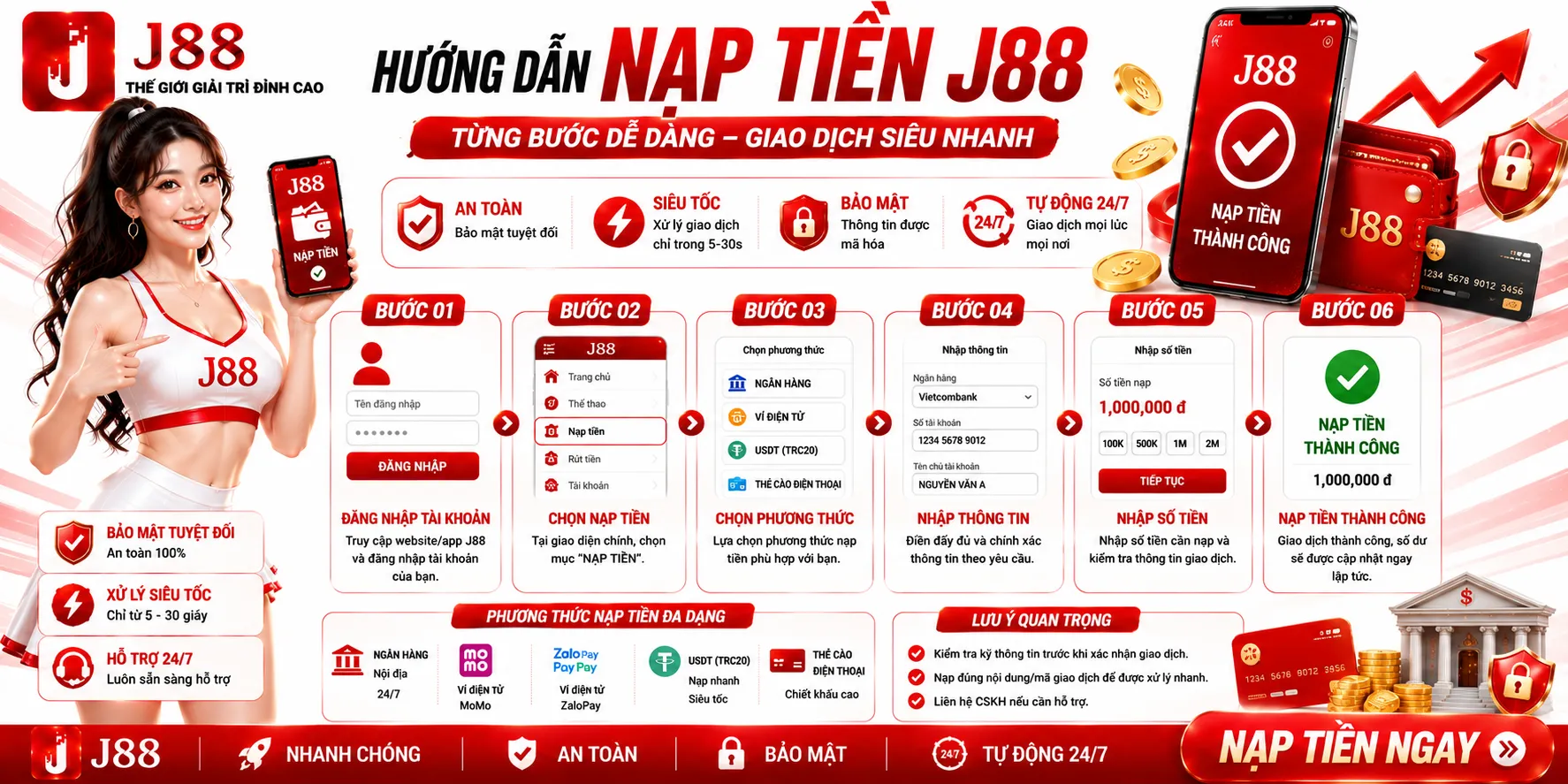 Nạp Tiền J88 – Hướng Dẫn Các Bước Giao Dịch 1 Hướng dẫn nạp tiền J88 từng bước