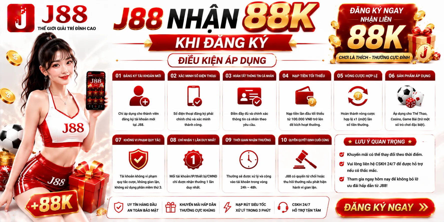Cách kiểm tra và tham gia ưu đãi J88 88K