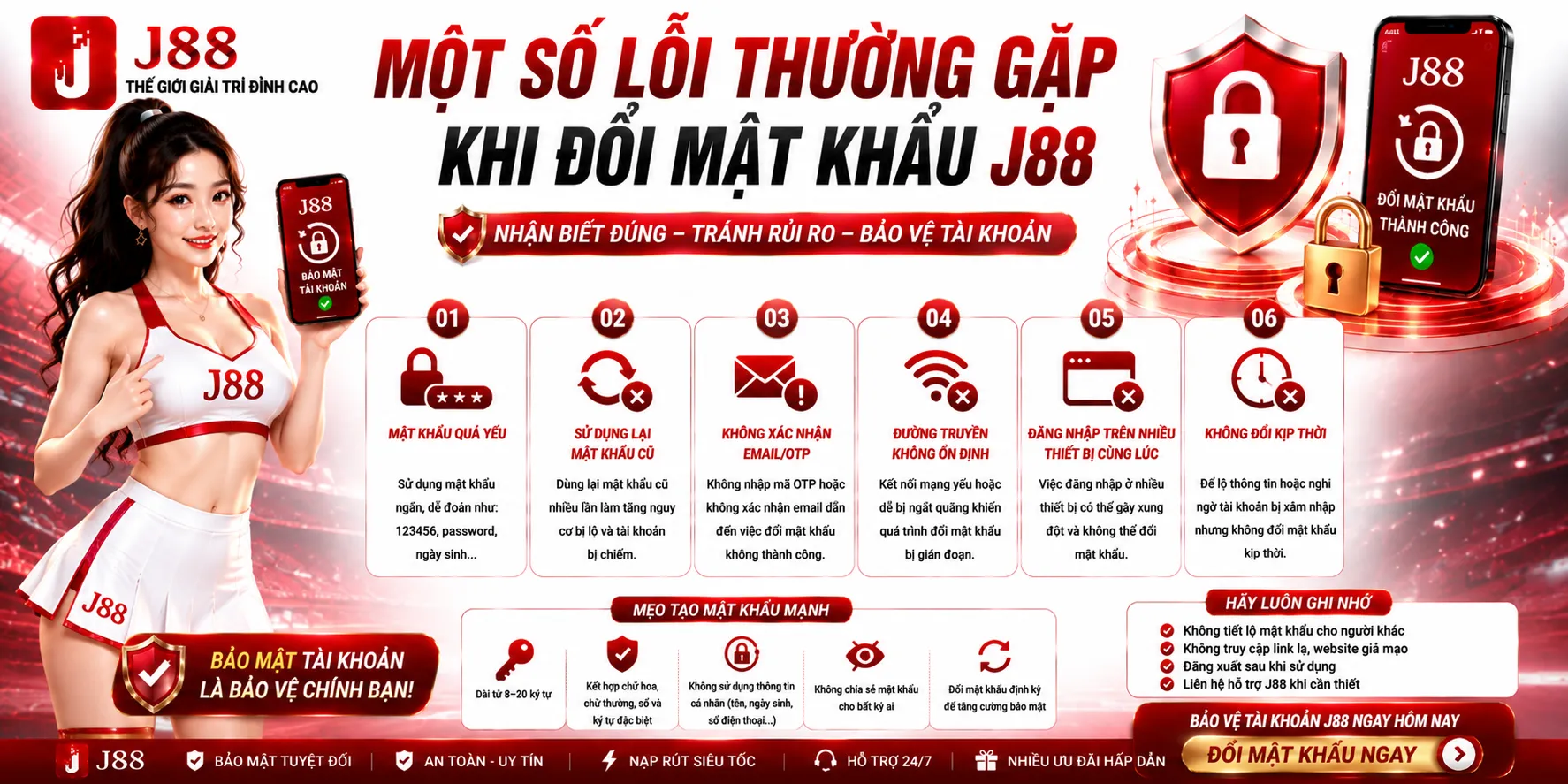 Một số lỗi thường gặp khi đổi mật khẩu J88