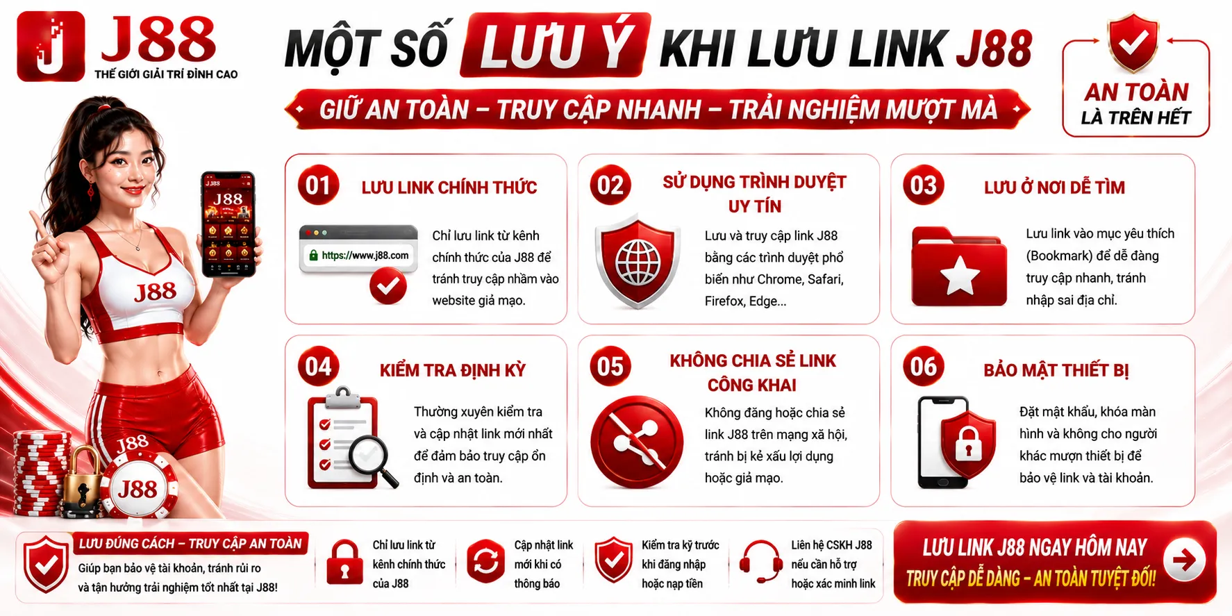 Link J88 Mới – Cách Xác Minh Đường Dẫn Trước Khi Truy Cập 2 Một số lưu ý khi lưu link J88 trên thiết bị