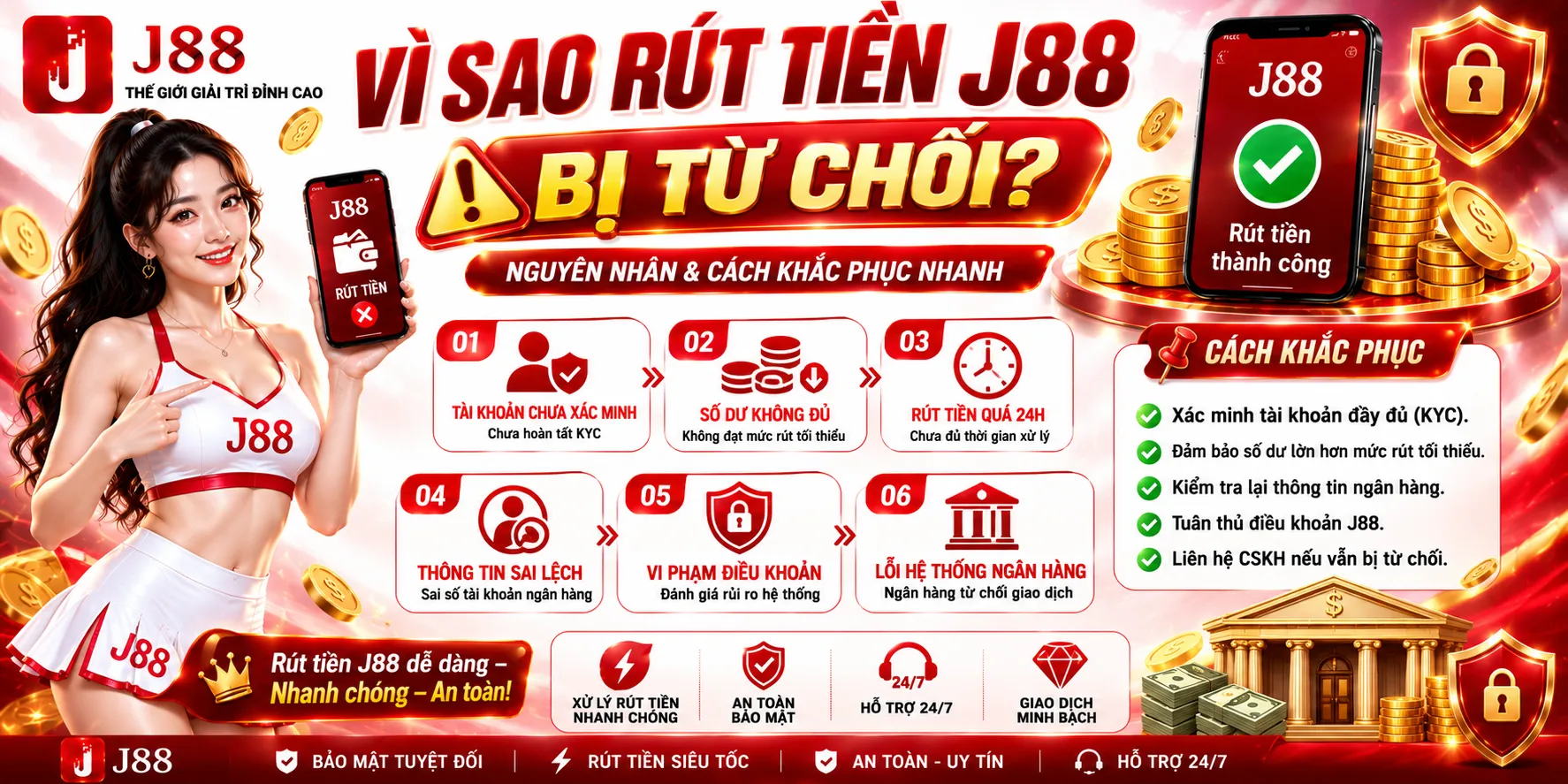 Rút Tiền J88 – Quy Trình Và Các Lỗi Thường Gặp 2 Vì sao rút tiền J88 bị từ chối?