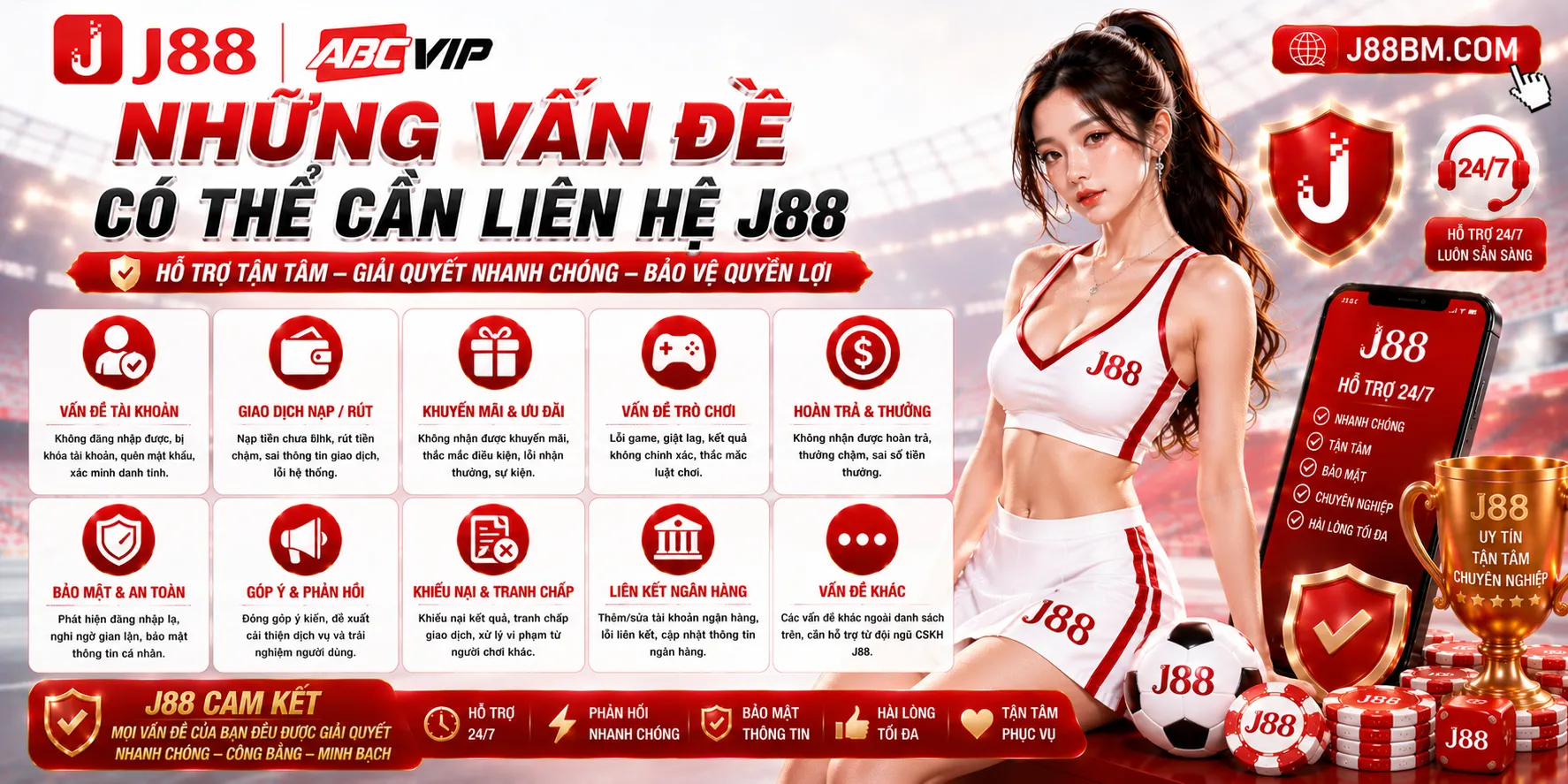 Liên Hệ J88 – Kênh Hỗ Trợ Và Thông Tin Liên Lạc 2 Những vấn đề có thể cần liên hệ J88